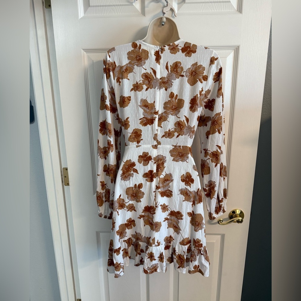 Altar'd State White and Brown Floral Long Sleeve Dress NWT - Picture 2 of 9